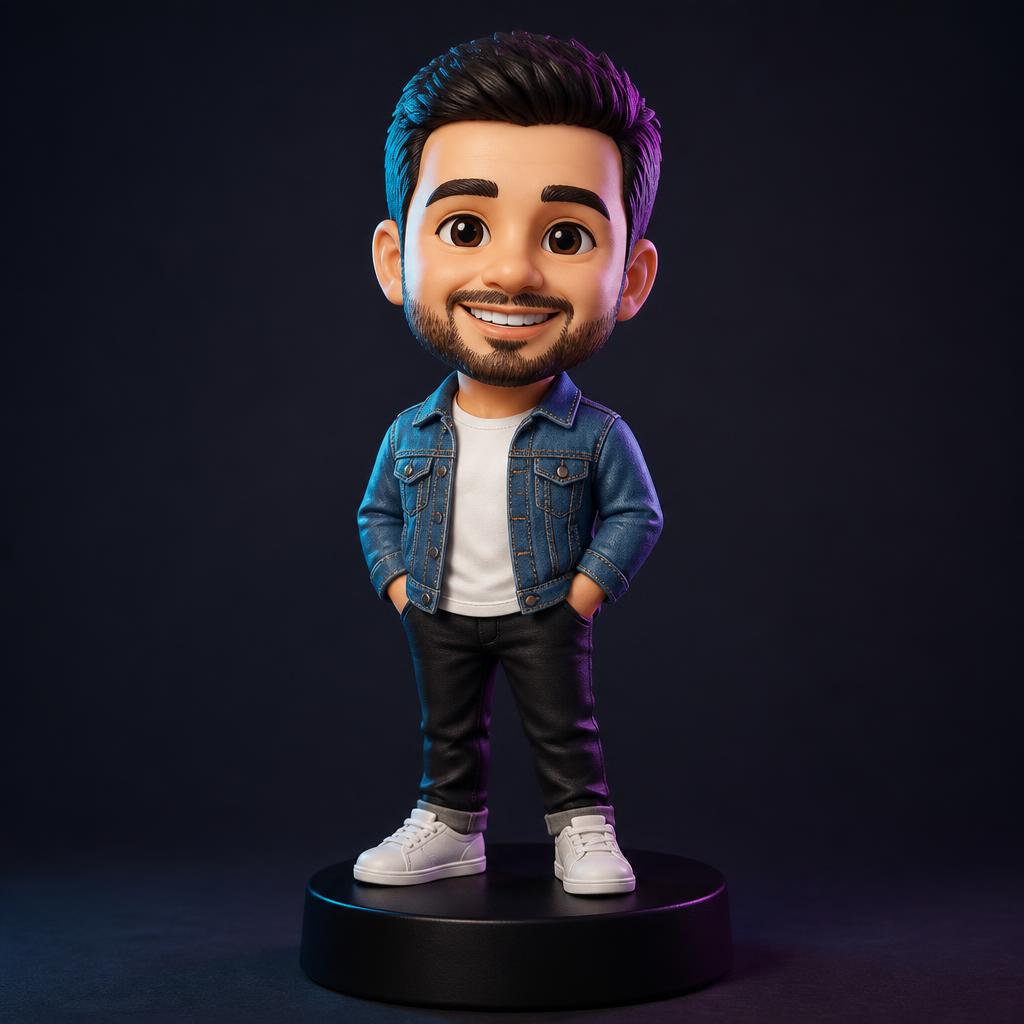 Cartoon-style 3D printed figurine made from the customer photo